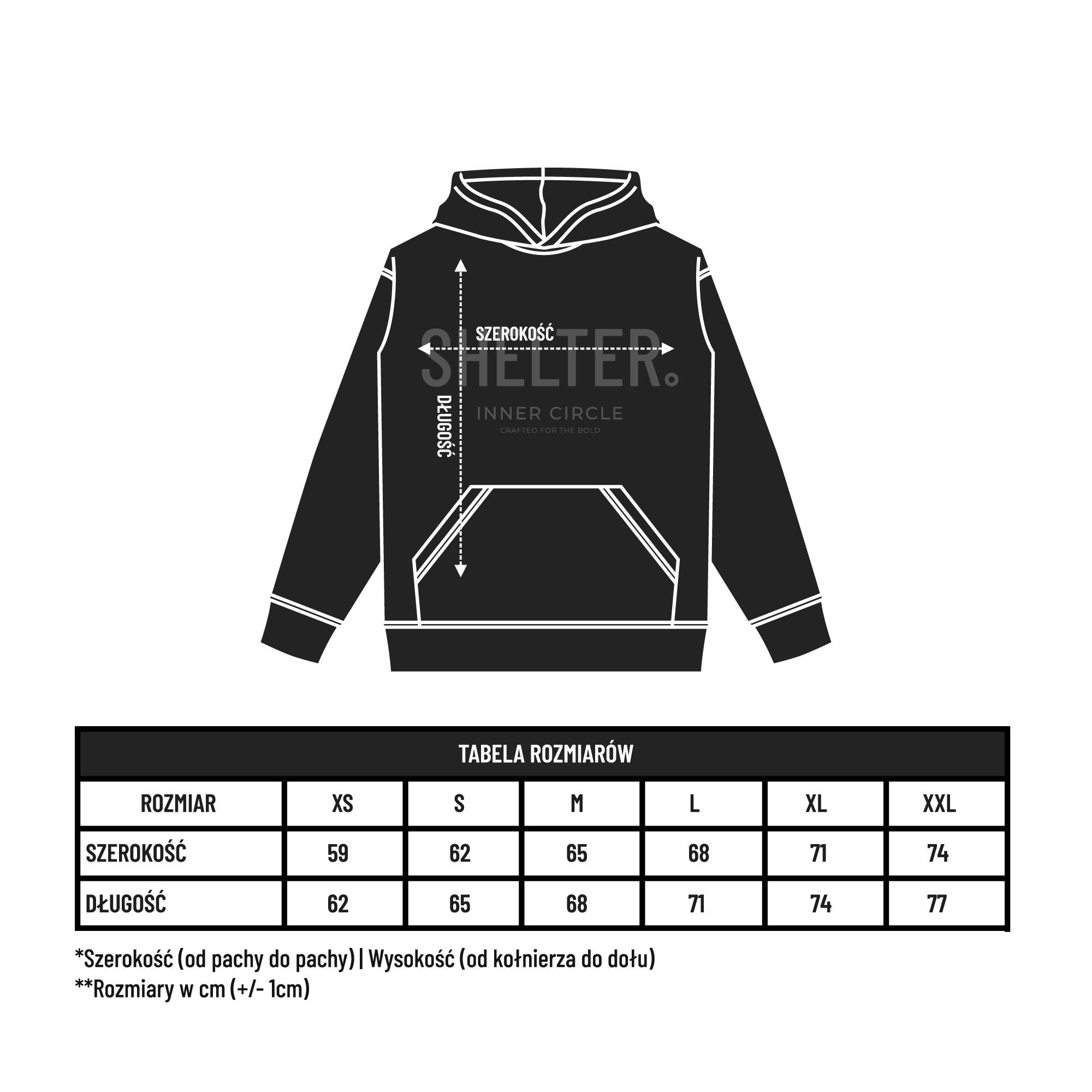 Tabela rozmiarów The Shelter